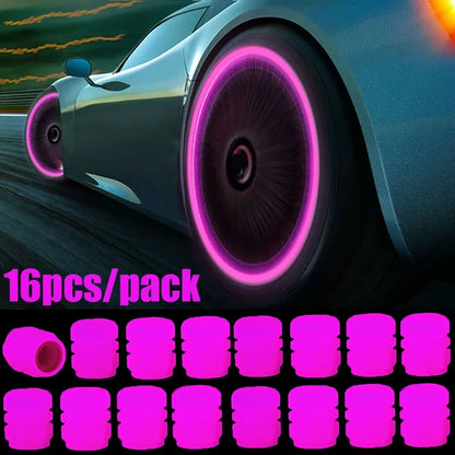 4/16pcs Luminous Valve Caps Car Fluorescent Tire Valves Cap Glow in The Dark Car Motorcycle Bike Wheel Plug Tyre Hub Cover Decor - Carmoods