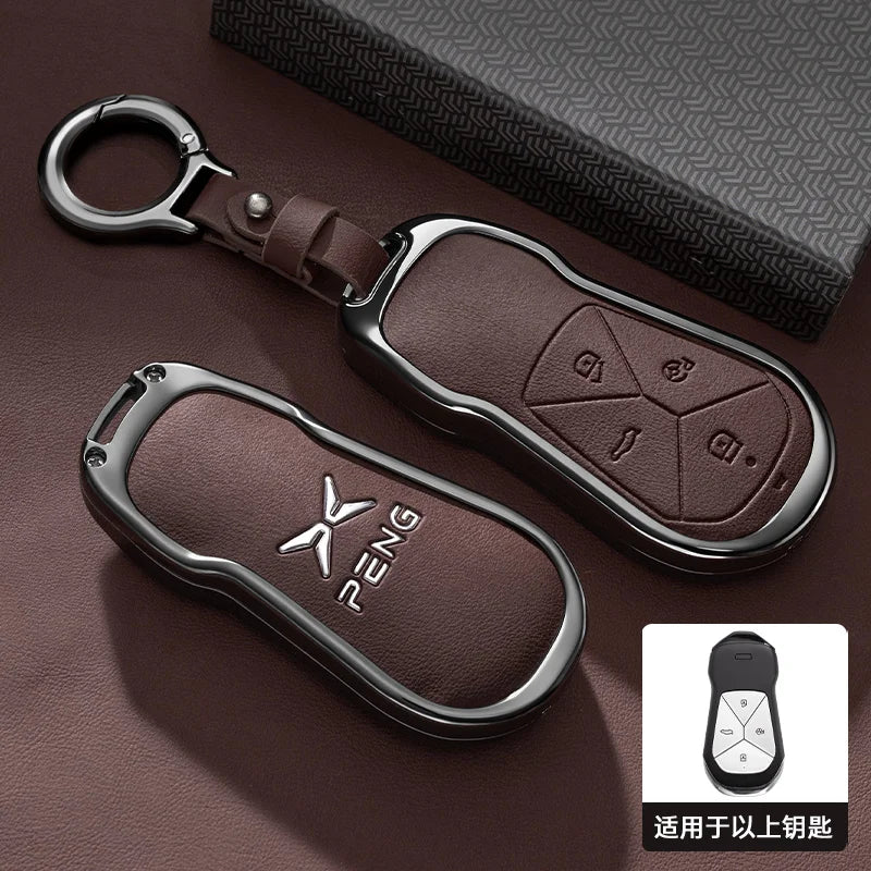 XPeng Zinc Alloy Leather Key Case - brown ring / China Mainland