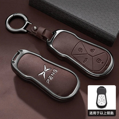 XPeng Zinc Alloy Leather Key Case - brown ring / China Mainland