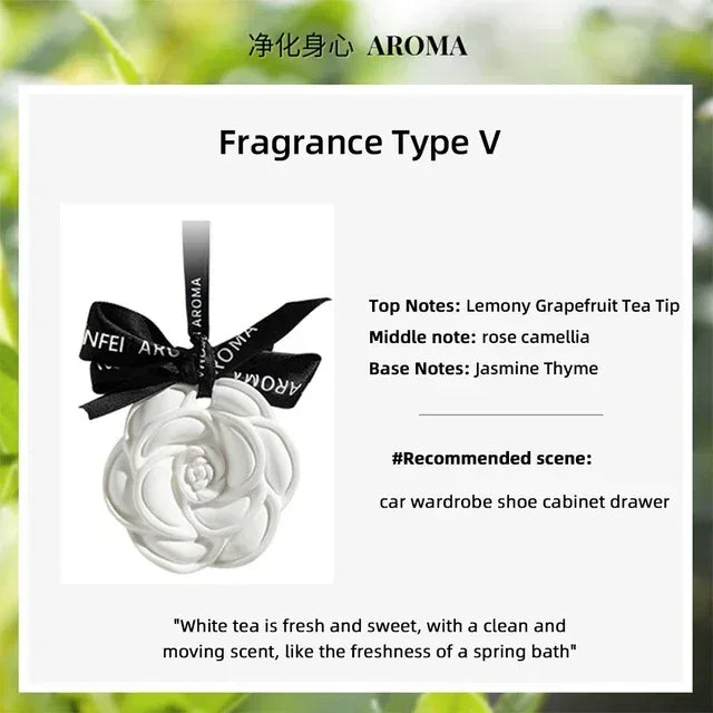 White Flower Hanging Car Air Freshener Perfume - E