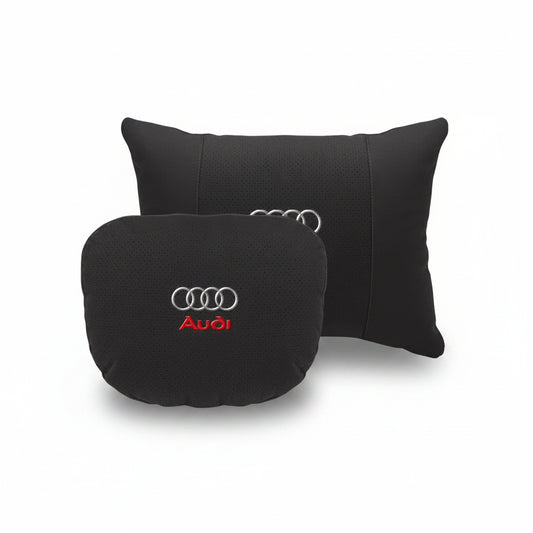 Audi Car Neck Pillow & Lumbar Support - set black