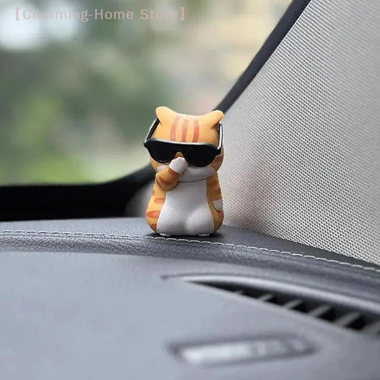 Straw Hat Cat Car Mirror Pendant