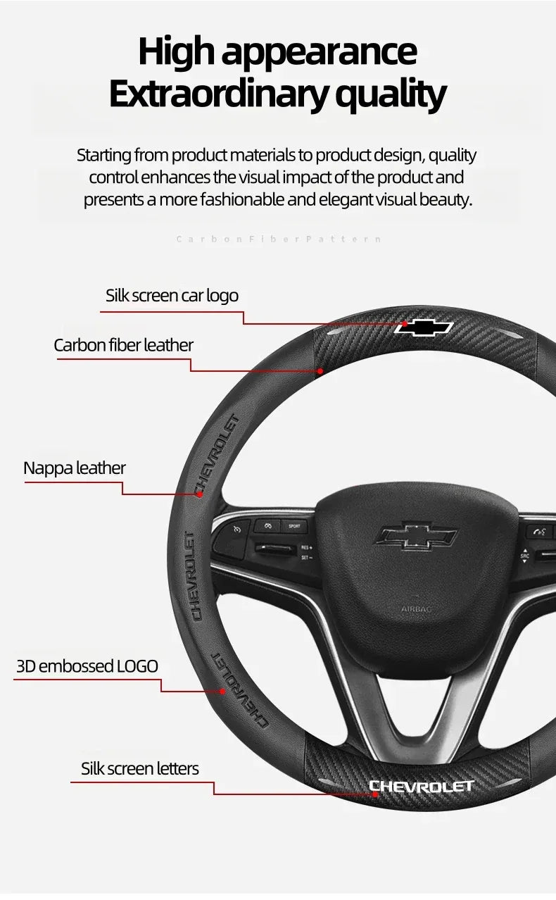 Chevrolet Cruze Silverado Tahoe 3D Embossed Steering Wheel Cover - Round Brown B