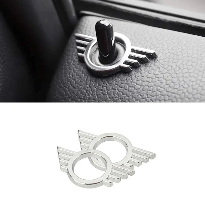 For MINI ONE Cooper S JCW R55 R56 R61 F54 F55 F56 F57 F60 Countryman Car Door Button Decoration Sticker Modification Accessories - silver