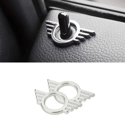 For MINI ONE Cooper S JCW R55 R56 R61 F54 F55 F56 F57 F60 Countryman Car Door Button Decoration Sticker Modification Accessories - silver