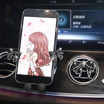 Pearl Bow Gravity Car Phone Holder Universal Air Vent Clip Mount