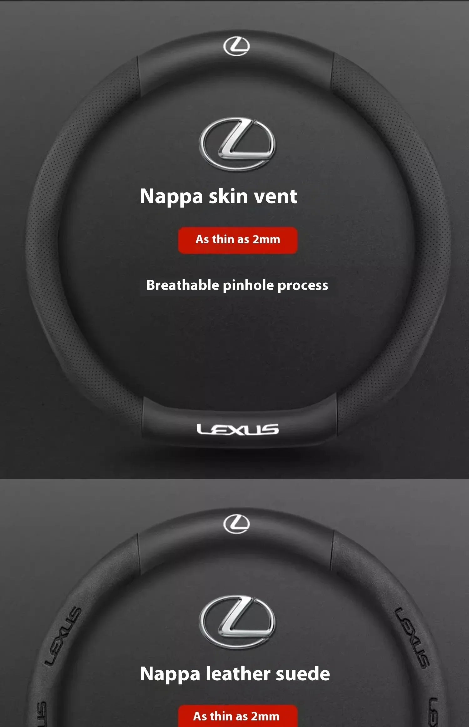 Lexus ES RX NX IS GS Suede Carbon Fiber Steering Wheel Cover - Ventilate Carbon