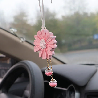 Daisy Car Rearview Mirror Pendant – Cute Floral Hanging Ornament