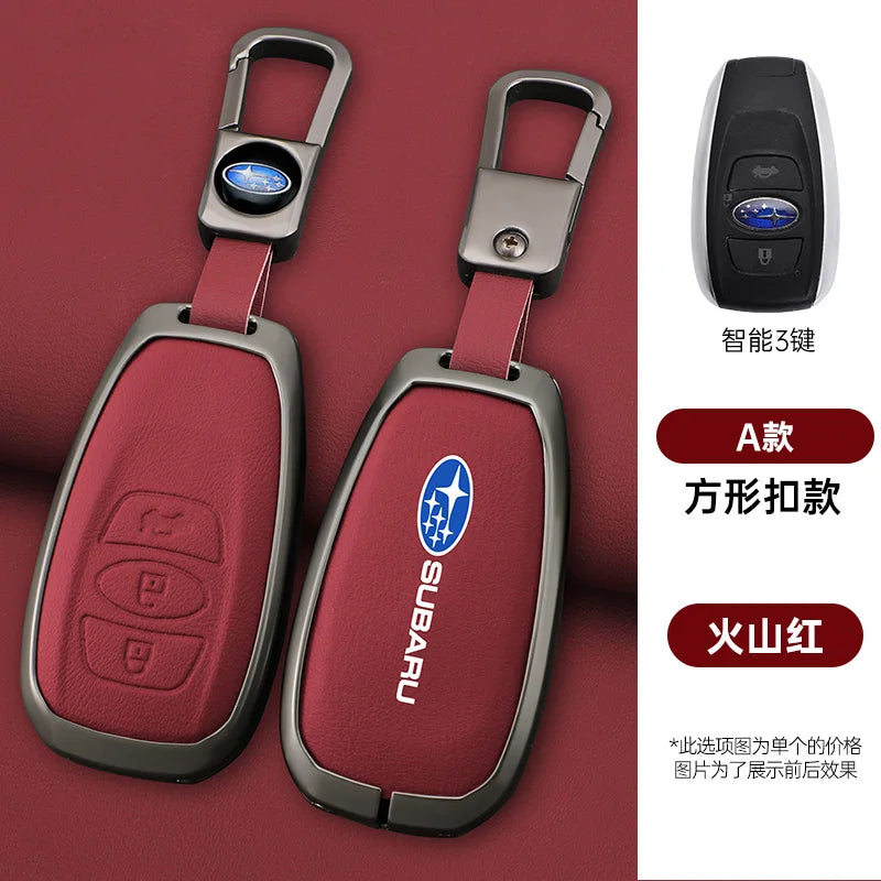 Zinc Alloy Leather Car Key Case Cover Subaru BRZ STI XV Forester