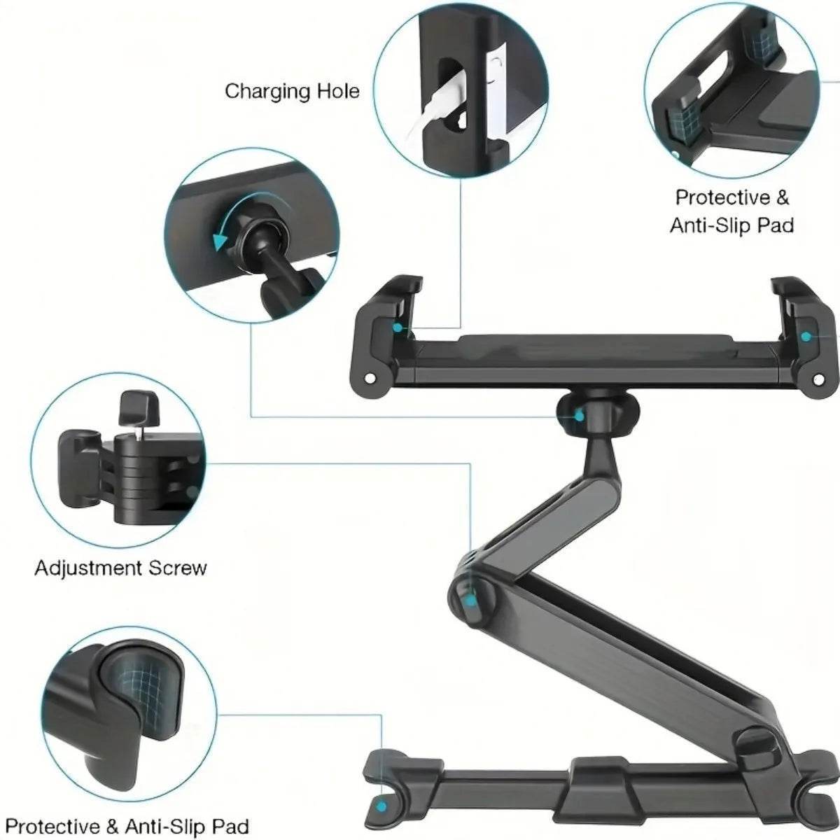 Car Headrest Tablet Holder – Adjustable Mount for iPad, Samsung & All Tablets - 