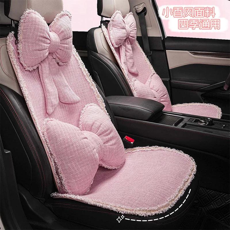 Tweed Bowknot Car Headrest Neck Pillow - Fashion Car Interior Decor