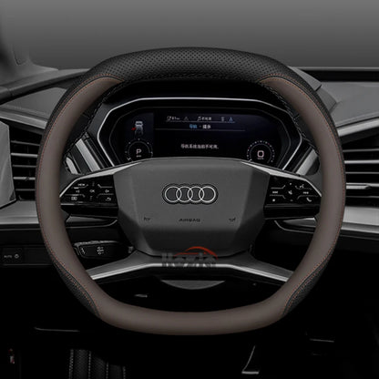 Leather Car Steering Wheel Cover for New Audi A3 8y Q7 q5 A5 B10 A1 rs3 s3 Sq5 Q8 Q4 Q3 A6 Etron 2025 Interior Accessories