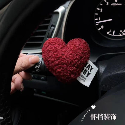 Red Hearts Ice Silk Car Gear Shift Cover & Hand Brake Case Set