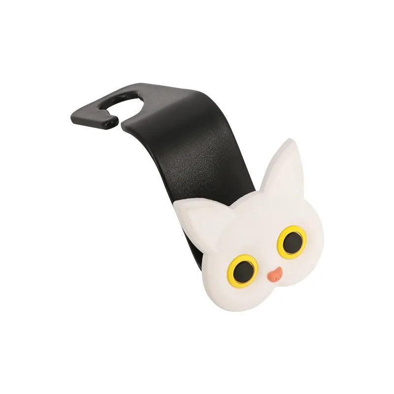 3D Cartoon Cat Car Headrest Hooks 2Pack Storage Organizer Rack