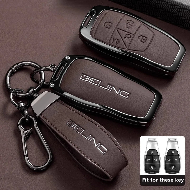 BAIC Leather Key Case - Style9-Brown-1PC