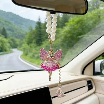 Diamond Crystal Angel Girl Rearview Mirror Pendant Car Interior