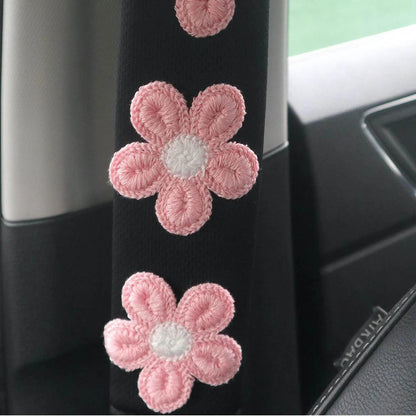 Ice Silk Flower Seat Belt Shoulder Pads - 2PC Cartoon Car Interior