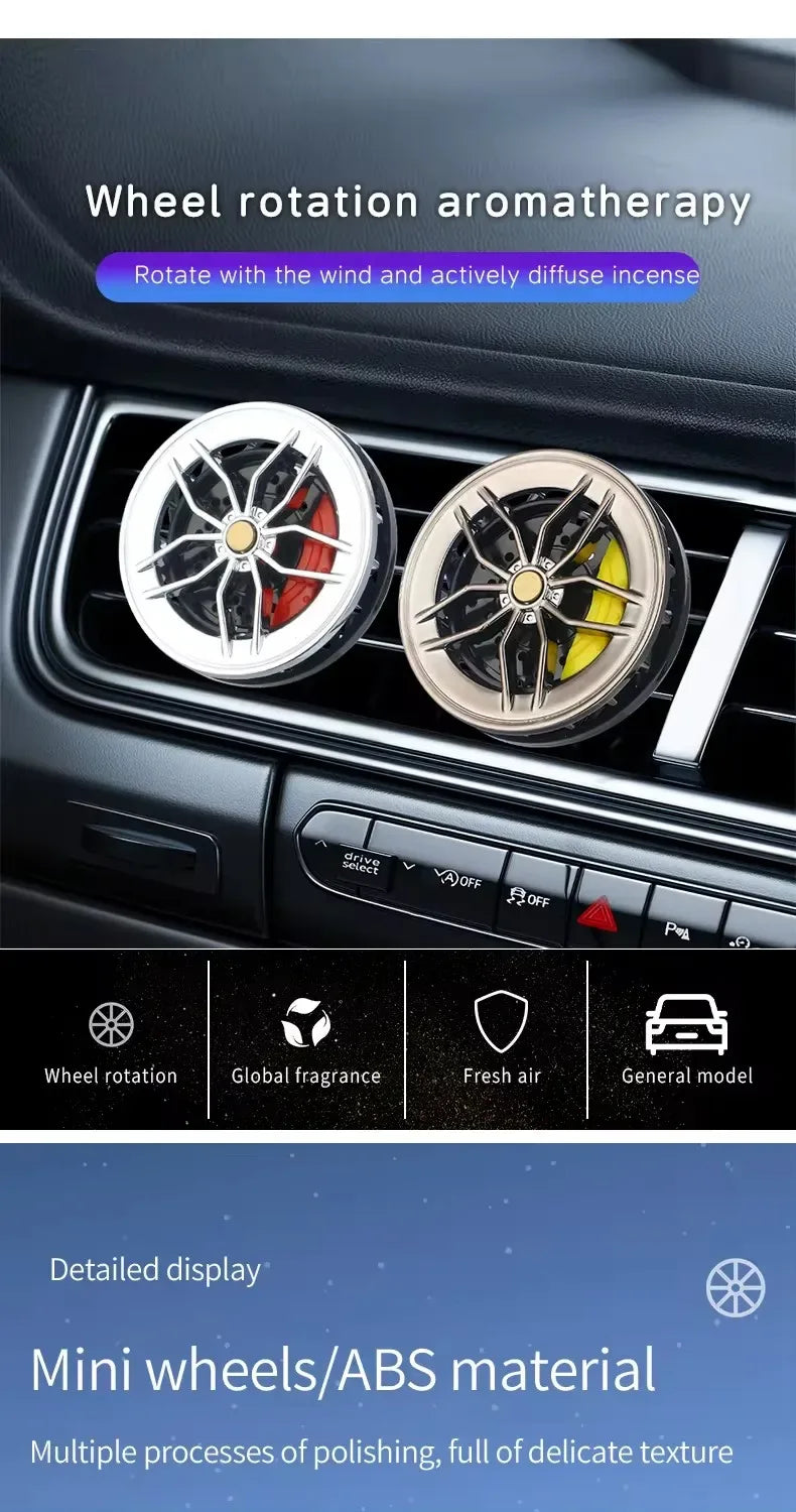 Rotatable Wheel Hub Car Air Freshener Vent Clip - Red