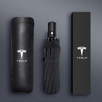 Tesla Branded Fully Automatic Umbrella – Windproof, Compact & Stylish