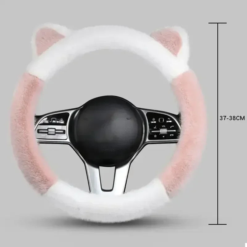 Plush Cat Ear Universal Steering Wheel Cover