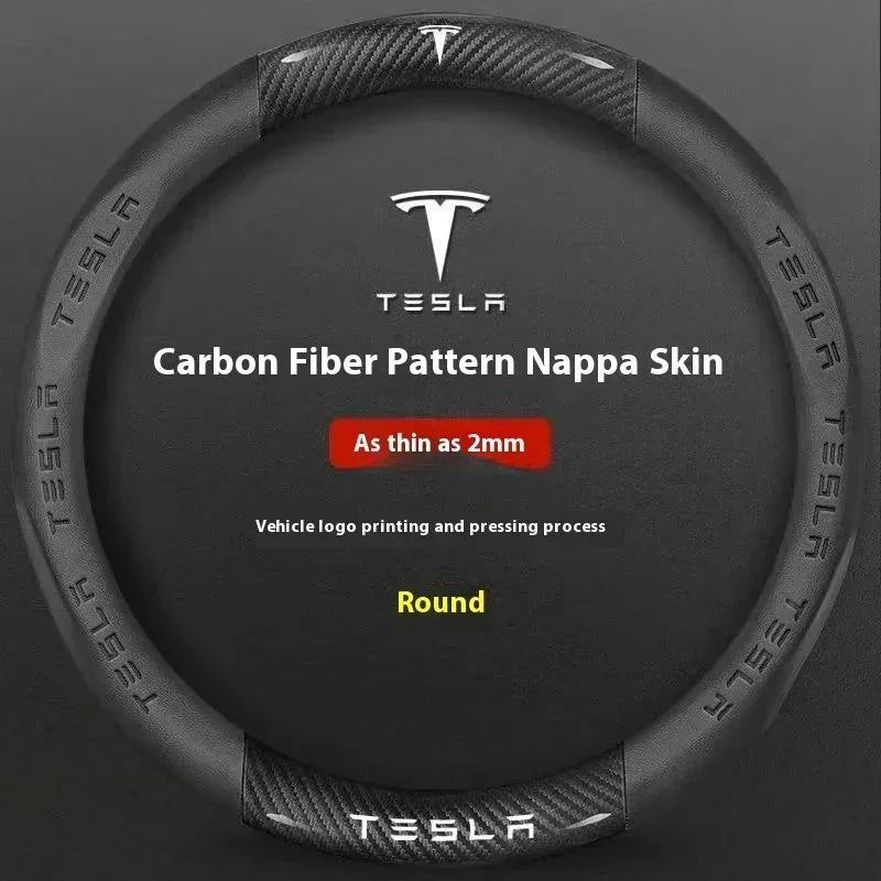 Tesla Carbon Fiber Leather Steering Wheel Cover