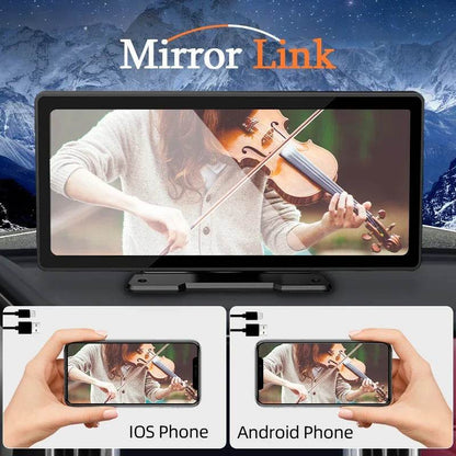 10.26" Universal Car Mirror Multimedia Player – Wireless CarPlay & Android Auto with Bluetooth, AUX, USB