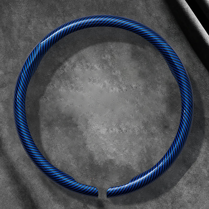 Dodge and RAM Carbon Fibre Suede Steering Wheel Cover - Round Shape / Carbon Fibre Blue