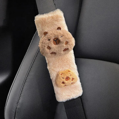 Capybara Plush Car Seat Belt Cover Universal Auto Safety Shoulder Pad