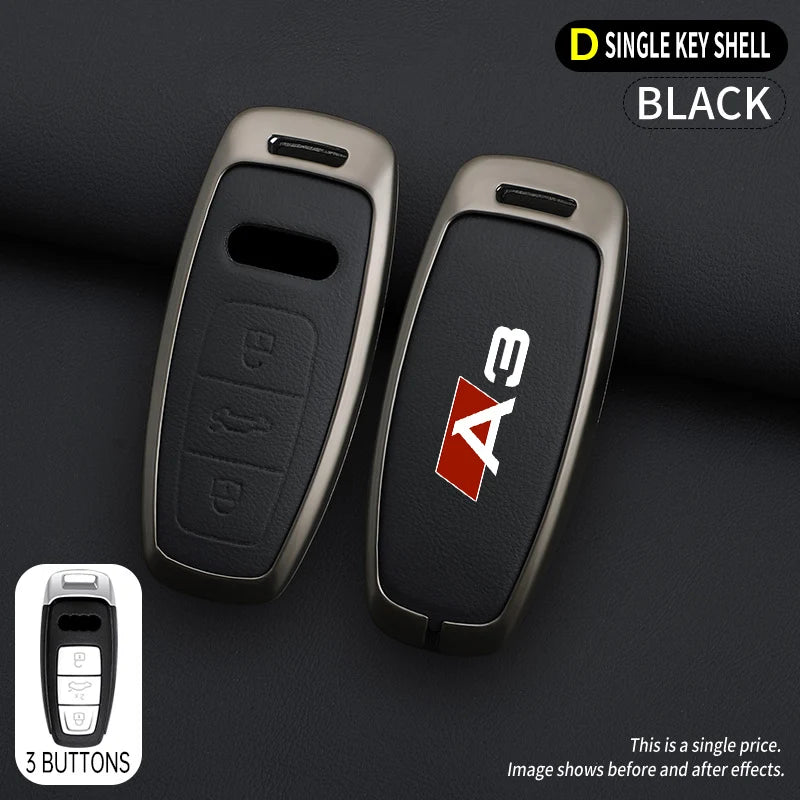 Zinc Alloy Leather Car Key Case Cover Audi A3 8P 8V 8L S3 RS3