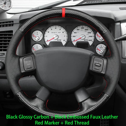 Dodge and RAM Hand-Stitched Steering Wheel Cover - Faux Carbon Leather