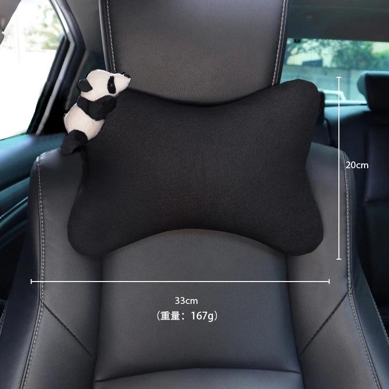 Ice Silk Panda Car Neck Pillow & Seat Belt Cover Set Universal