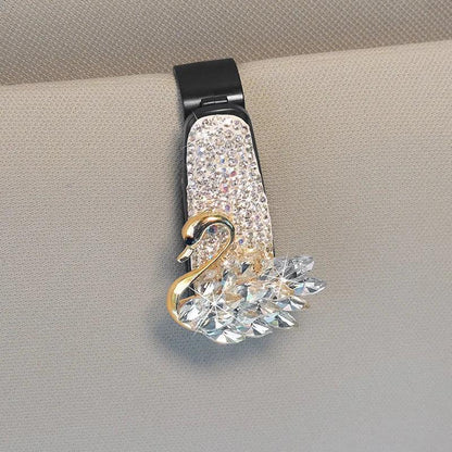 Rhinestone Car Sun Visor Sunglasses Holder - Cute Cartoon Crystal Clip