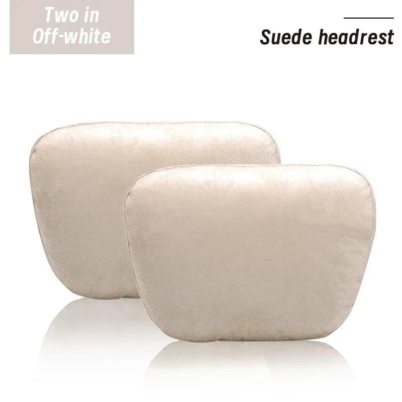 Maybach S-Class Breathable Soft Neck Headrest & Lumbar Support Pillow - Headrest White 2x