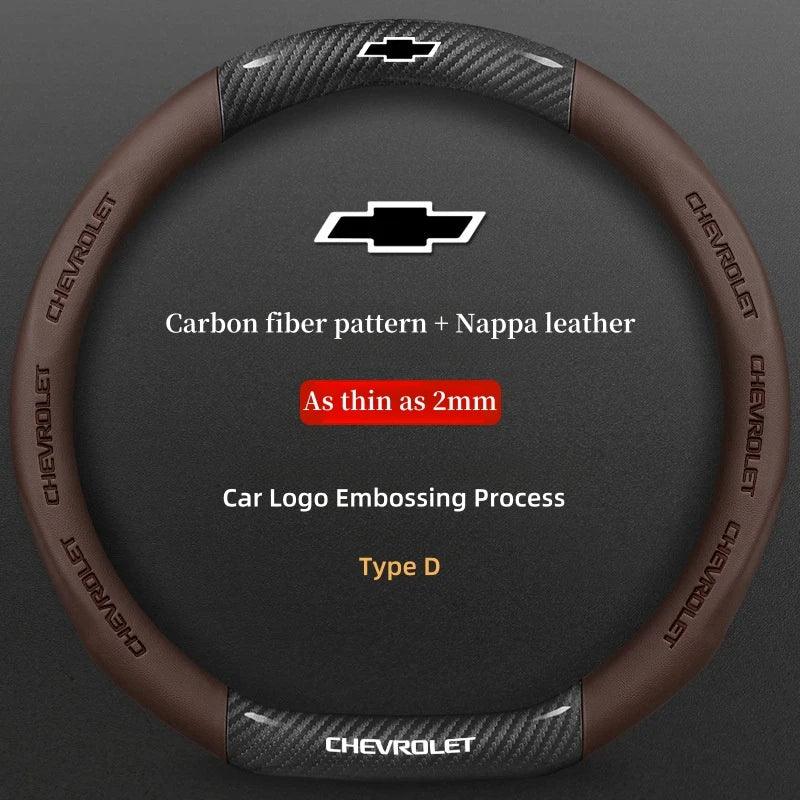 Chevrolet Cruze Silverado Tahoe 3D Embossed Steering Wheel Cover - Type D Brown A