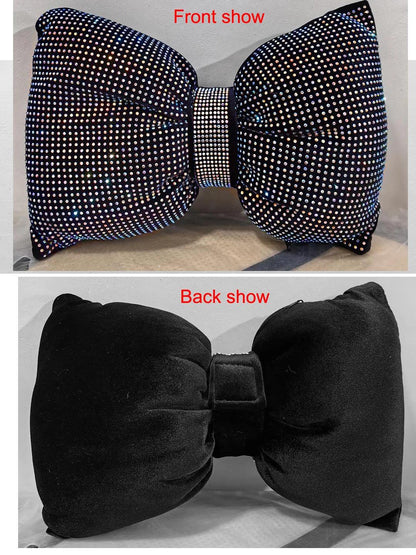 Diamond Crystal Bowknot Car Lumbar Pillow Rhinestone Support Women