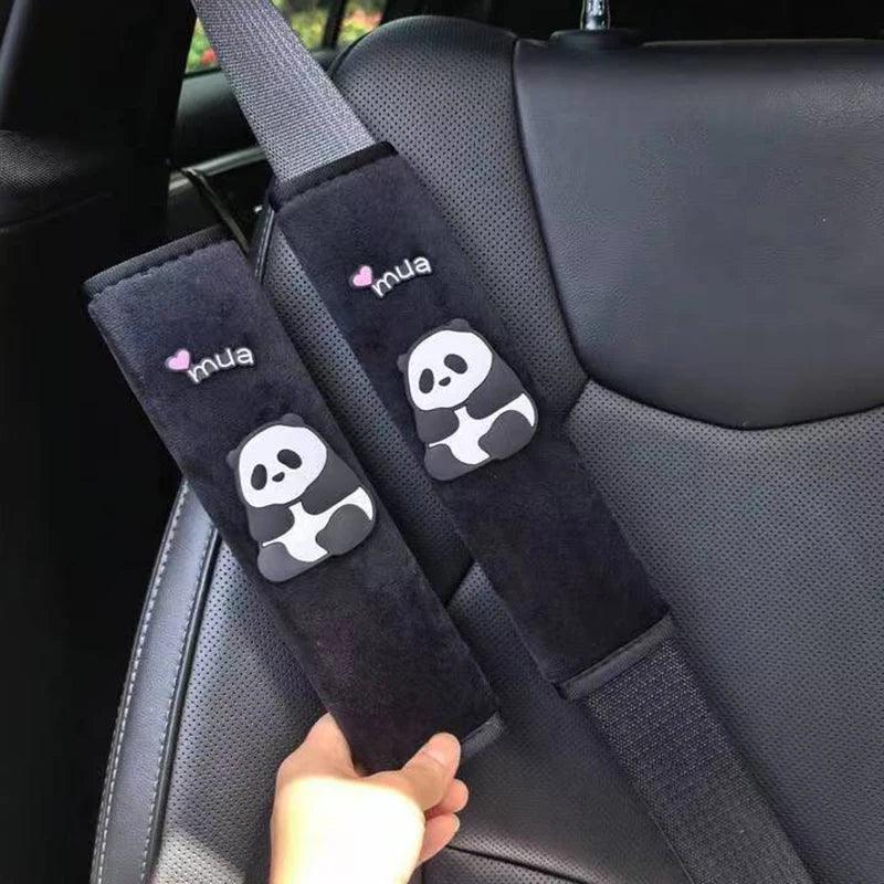 2pcs Panda Car Seat Belt Shoulder Covers Anti-Strangulation Safety