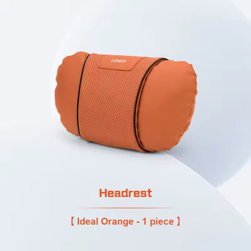 Customized Logo - Leather Car Seat Pillows - Headrest Orange