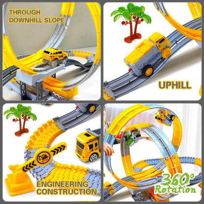 Kids Electric Track Car Set – Engineering Puzzle Racing Toy - 2pcs car-GC