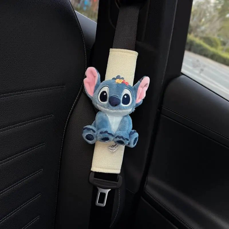 Stitch Car Seat Belt Shoulder Pads with Cute Doll Decoration