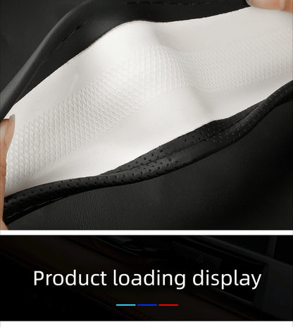 Audi Leather Steering Wheel Cover – Double D-Shape Fit for Q3, Q5, A3, A5, A6 & Q4 e-tron