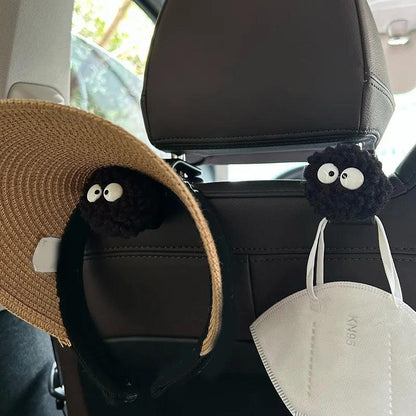 Black Coal Ball Car Seat Hooks - 2PC Headrest Storage Organizer