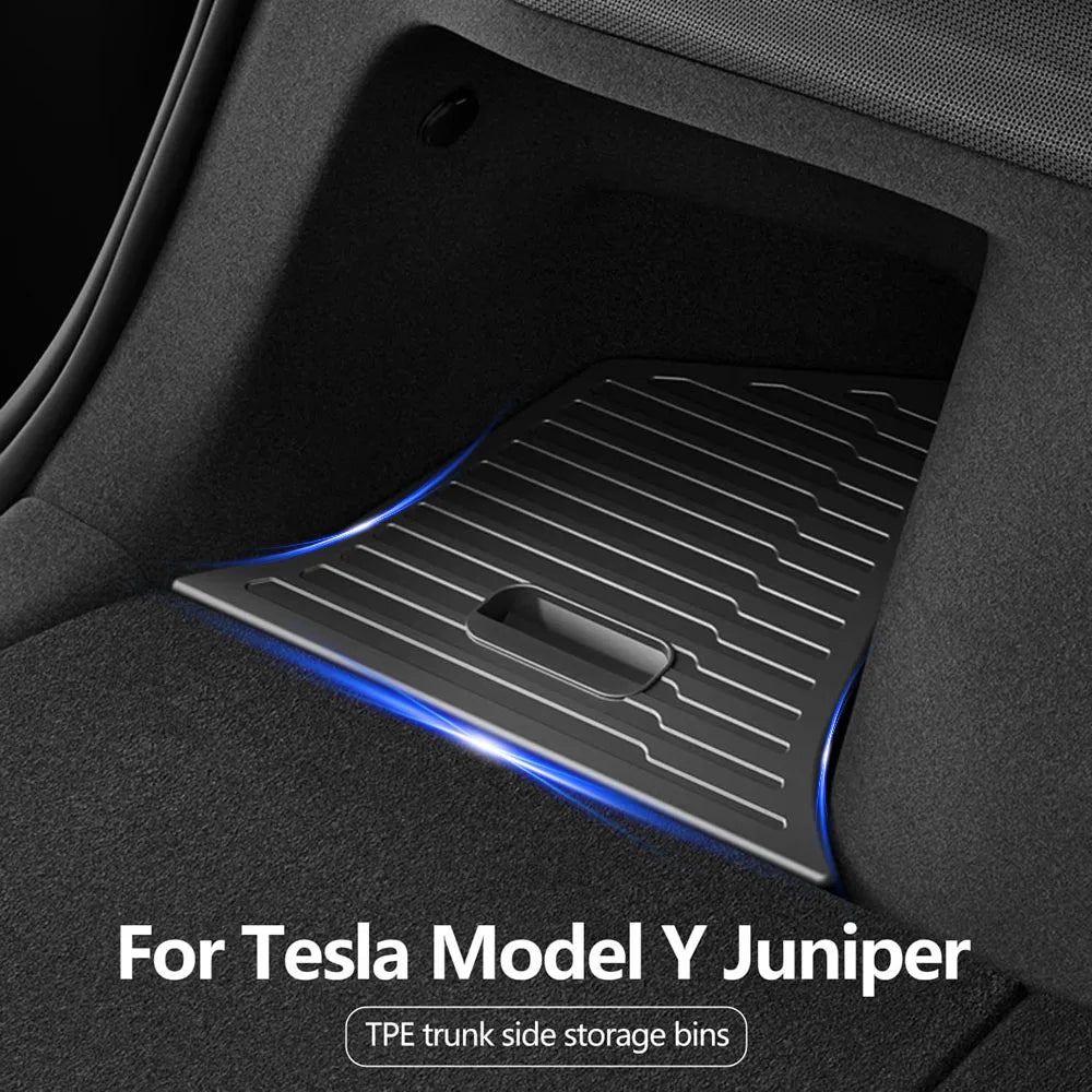 Tesla Model Y Juniper Trunk Organizer with Flocked TPE Side Storage Boxes