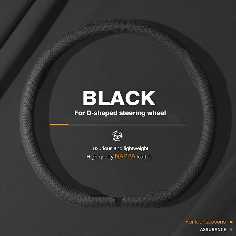 Genesis Nappa Leather Steering Wheel Cover - D Shape / Black