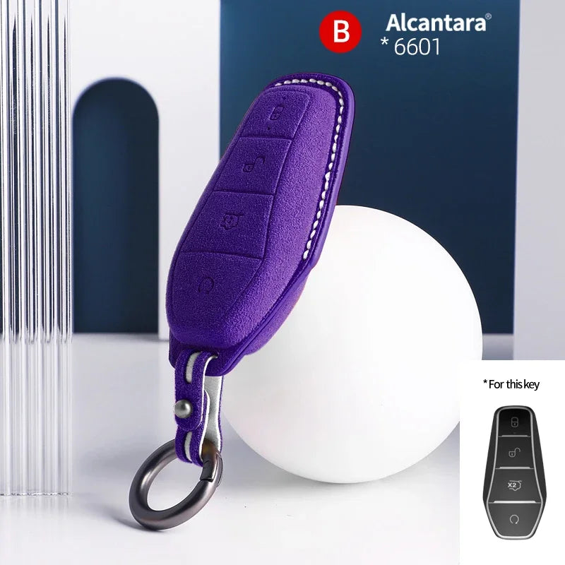 BYD Car Key Case Suede Leather Cover for Han EV Qin Song Atto 3