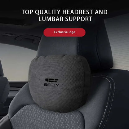 Geely Car Headrest & Lumbar Support Pillow - Headrest white