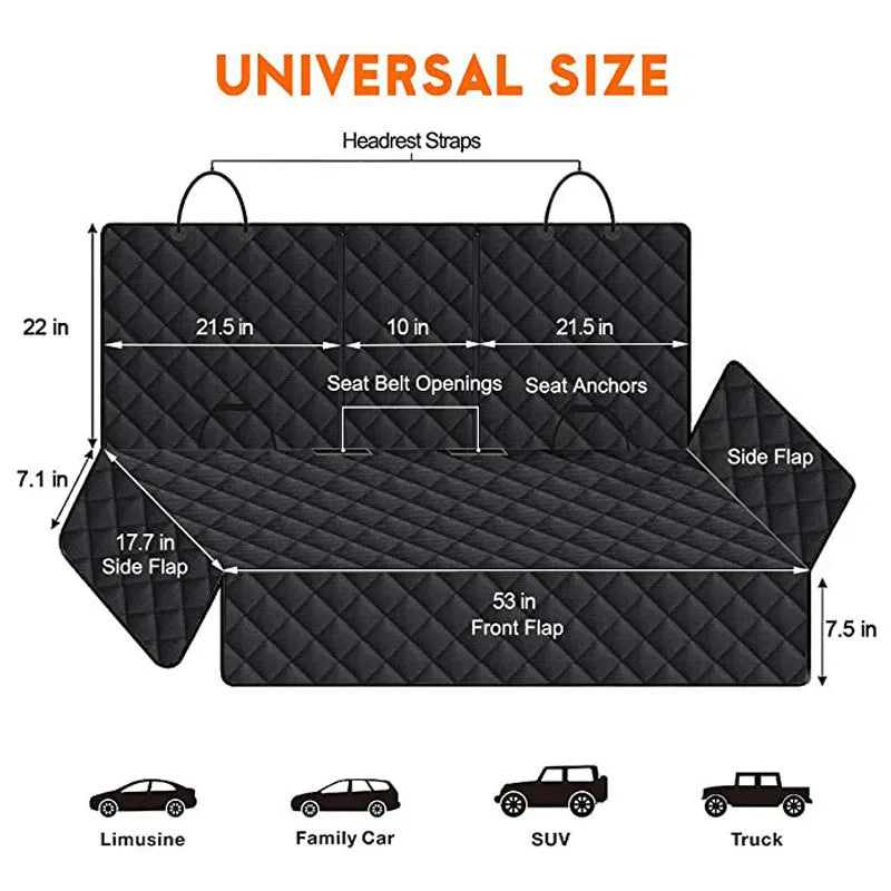 Car Dog Seat Cover – Waterproof Back Seat Protector, Nonslip & Universal Pet Carrier Mat - 