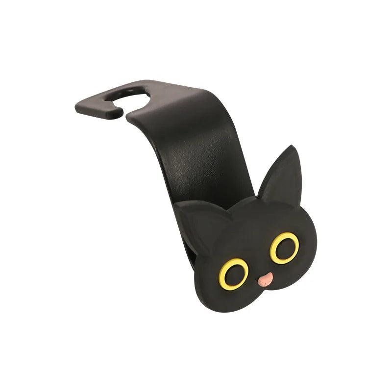 3D Cartoon Cat Car Headrest Hooks 2Pack Storage Organizer Rack