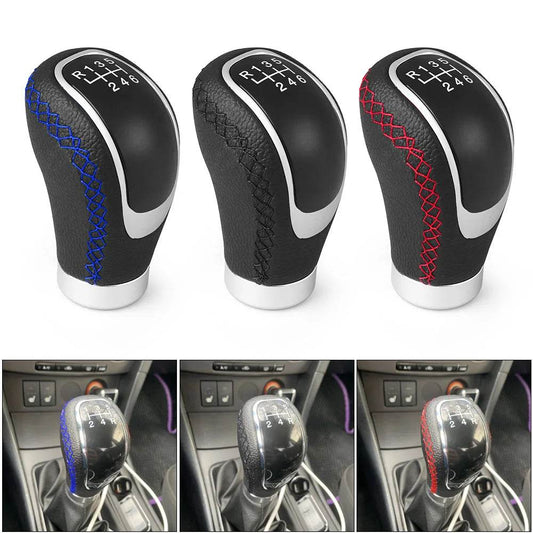 Universal 5/6-Speed PU Leather Gear Shift Knob | Manual Car Stick Head Replacement - 
