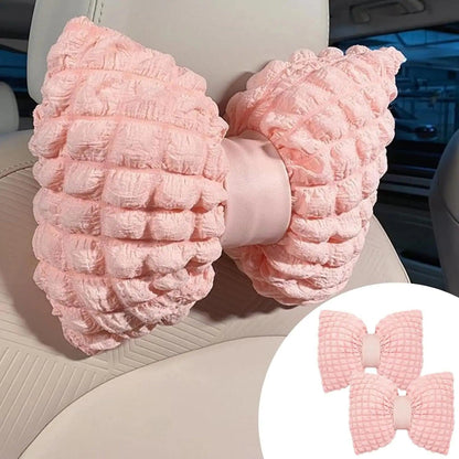 Pink Soft Car Neck Pillow & Lumbar Support Set