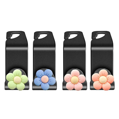 4pcs Flower Car Headrest Hooks Organizer Storage Rack Handbag Holder
